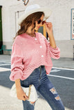 Openwork Pompom Puff Sleeve Cardigan - Trendsi