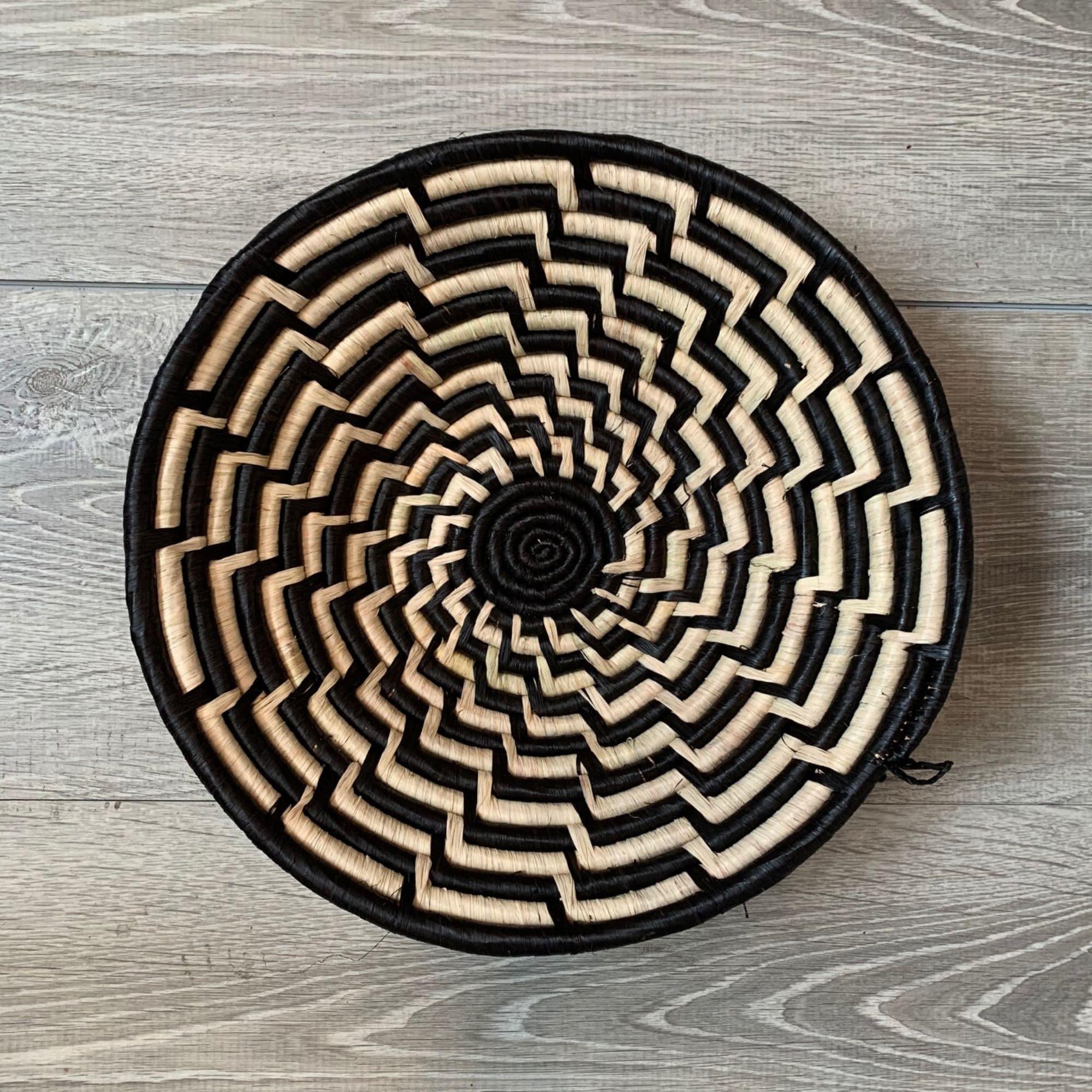 Woven Sisal Basket, Feathered Monochrome Pattern - Flyclothing LLC