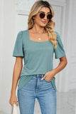 Square Neck Short Sleeve T-Shirt - Trendsi - Flyclothing LLC