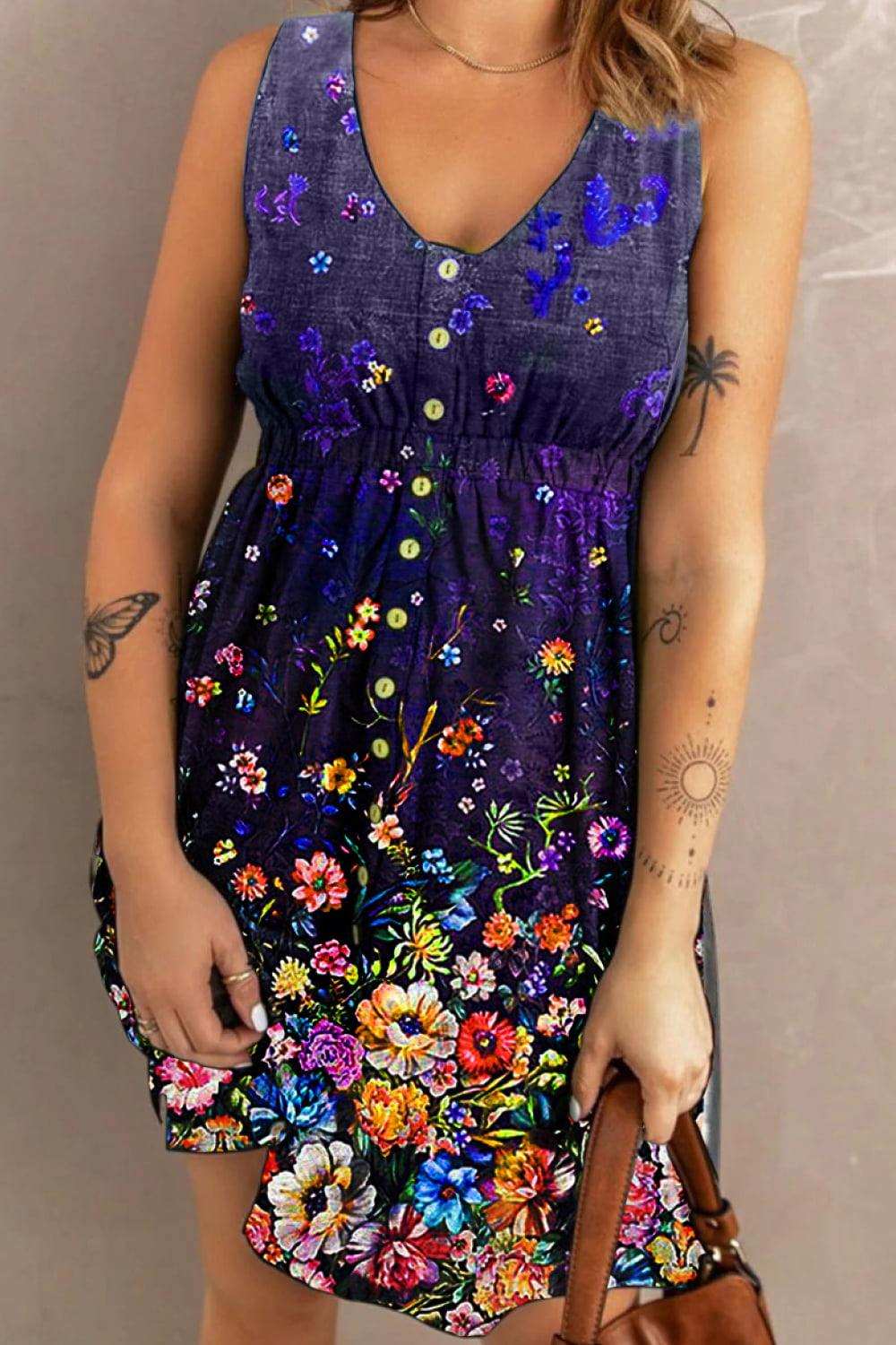 Double Take Scoop Neck Buttoned Sleeveless Magic Dress with Pockets - Trendsi - Flyclothing LLC