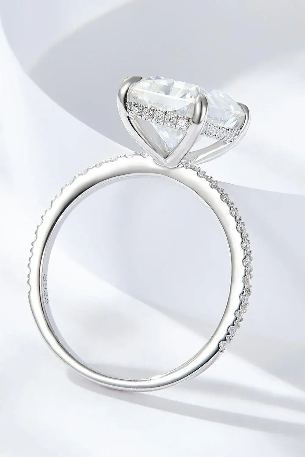 4 Carat Moissanite 4-Prong Side Stone Ring - Trendsi - Flyclothing LLC