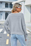 V-Neck Long Sleeve Sweater - Trendsi - Flyclothing LLC