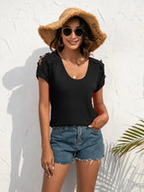 Spliced Lace Cold-Shoulder Blouse - Trendsi - Flyclothing LLC