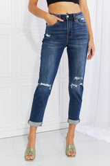 VERVET Full Size Distressed Cropped Jeans with Pockets - Flyclothing LLC