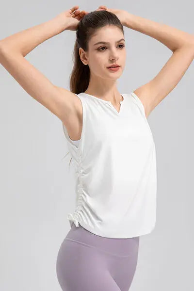 Notched Wide Strap Active Tank - Trendsi - Flyclothing LLC