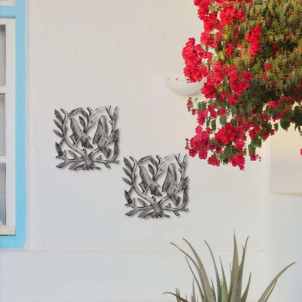 Pair of Square Tree of Life Haitian Steel Drum Wall Art - Haitian Artisans - Flyclothing LLC