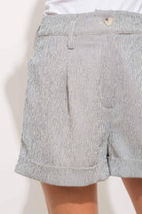 And The Why Pin Striped High Waist Rolled Shorts - Trendsi - Flyclothing LLC