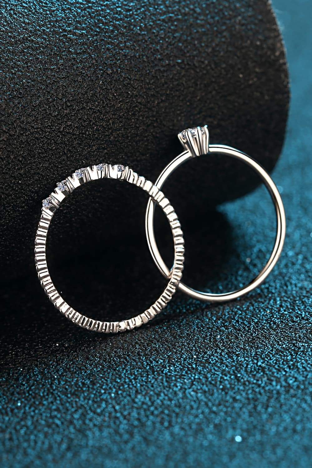 Moissanite 925 Sterling Silver Two-Piece Ring Set - Trendsi - Flyclothing LLC