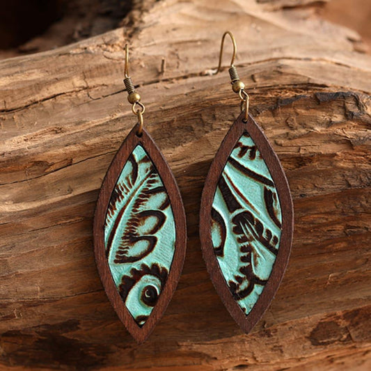 Geometrical Shape Wooden Dangle Earrings - Trendsi