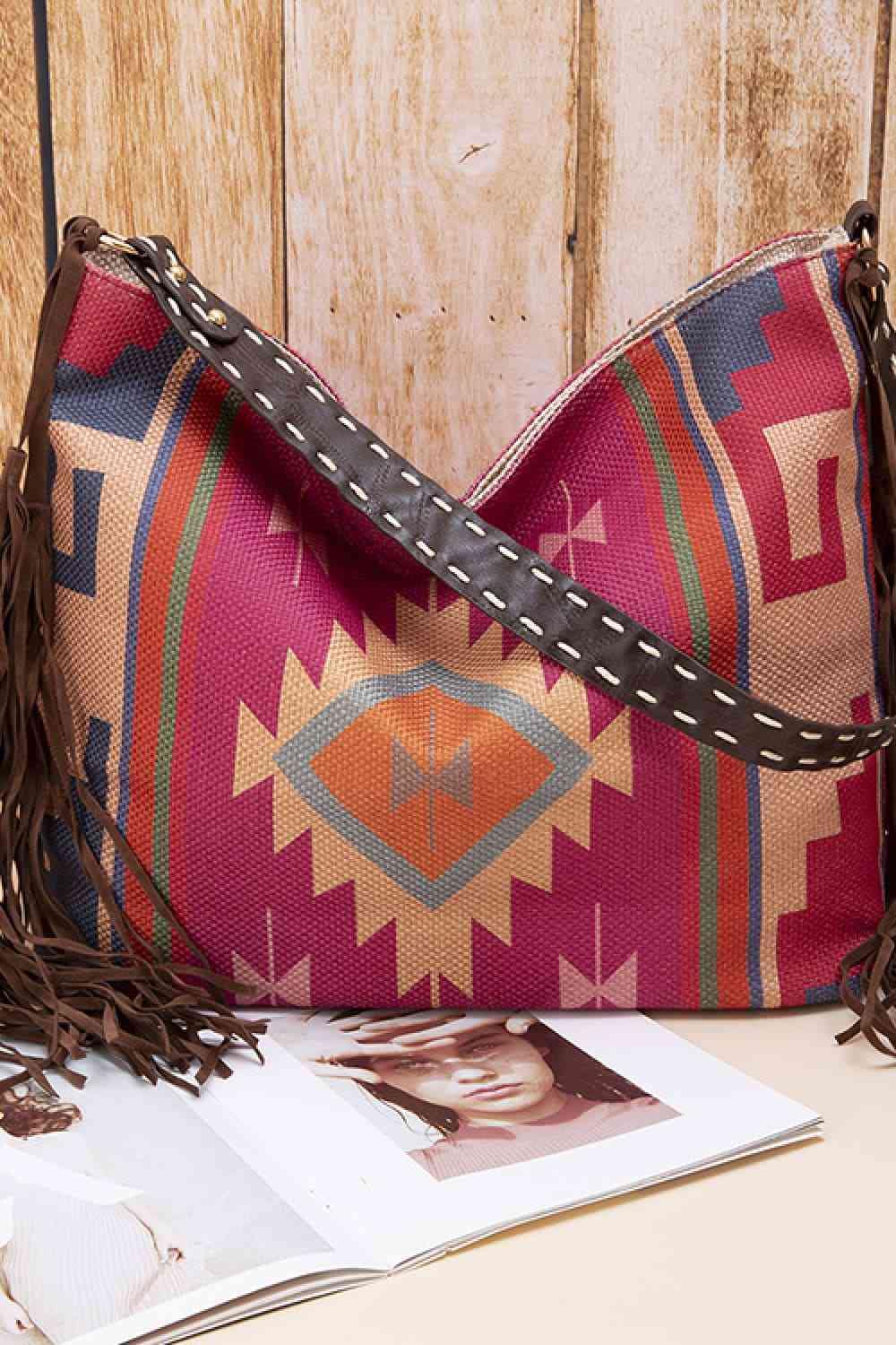 Geometric Canvas Tote Bag - Trendsi