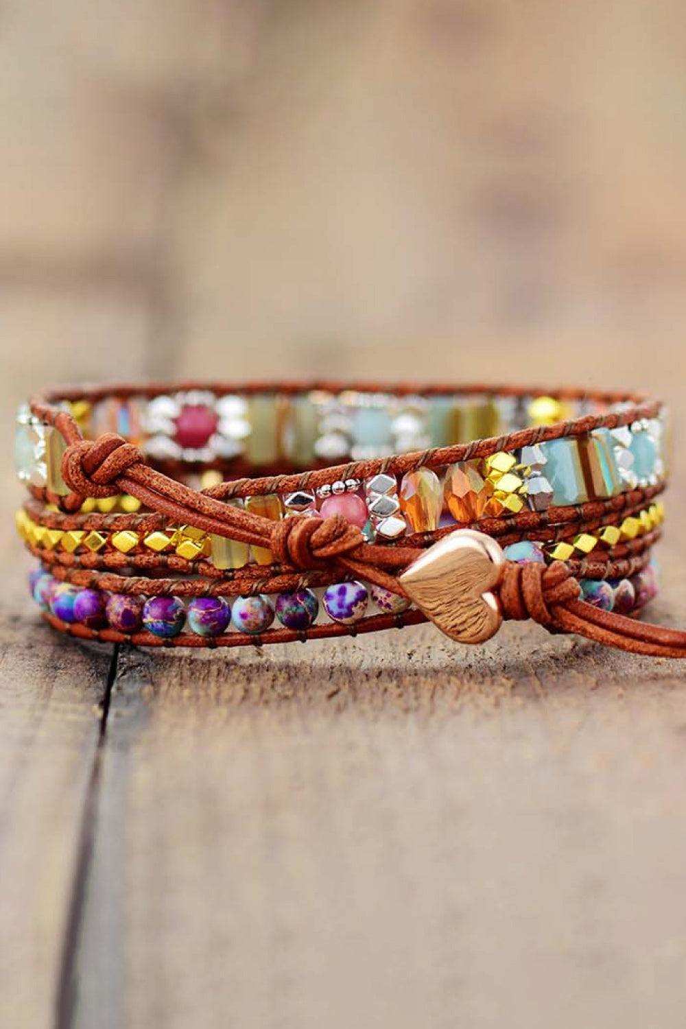 Handmade Crystal Beaded Natural Stone Bracelet - Trendsi - Flyclothing LLC