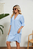 Notched Neck Flounce Sleeve Dress - Trendsi