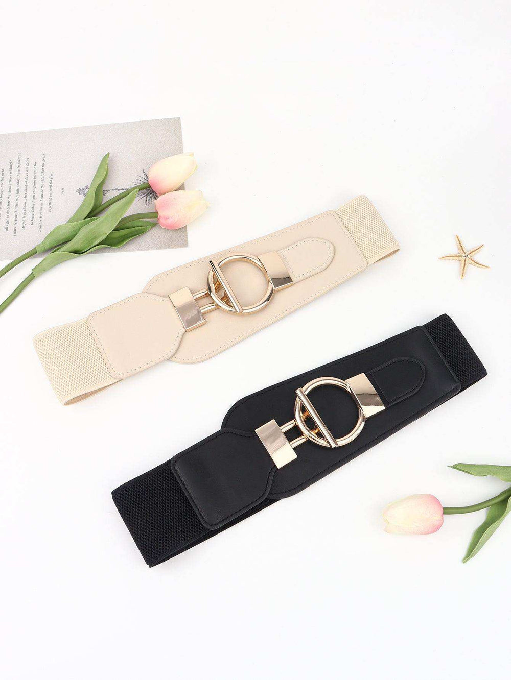 PU Elastic Wide Belt with Alloy Buckle - Trendsi - Flyclothing LLC