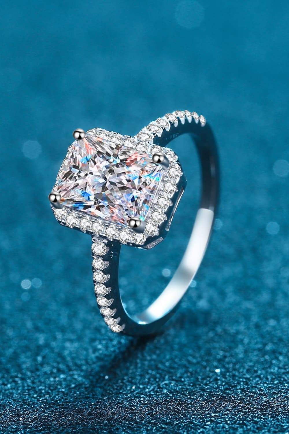 2 Carat Moissanite 925 Sterling Silver Halo Ring - Trendsi - Flyclothing LLC