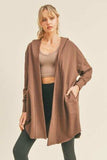 Kimberly C Open Front Longline Hooded Cardigan - Trendsi - Flyclothing LLC