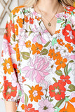 Floral Notched Neck Balloon Sleeve Blouse - Trendsi - Flyclothing LLC