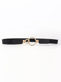 Double Ring Buckle Elastic PU Belt - Trendsi