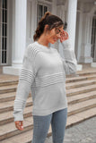 Round Neck Openwork Long Sleeve Pullover Sweater - Trendsi - Flyclothing LLC