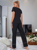 Scoop Neck Top and Elastic Waist Pants Lounge Set - Trendsi