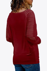 V-Neck Long Raglan Sleeve Top - Trendsi - Flyclothing LLC