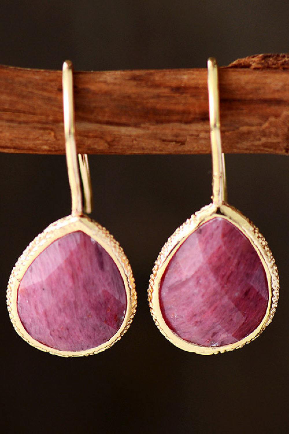 Handmade Natural Stone Teardrop Earrings - Trendsi