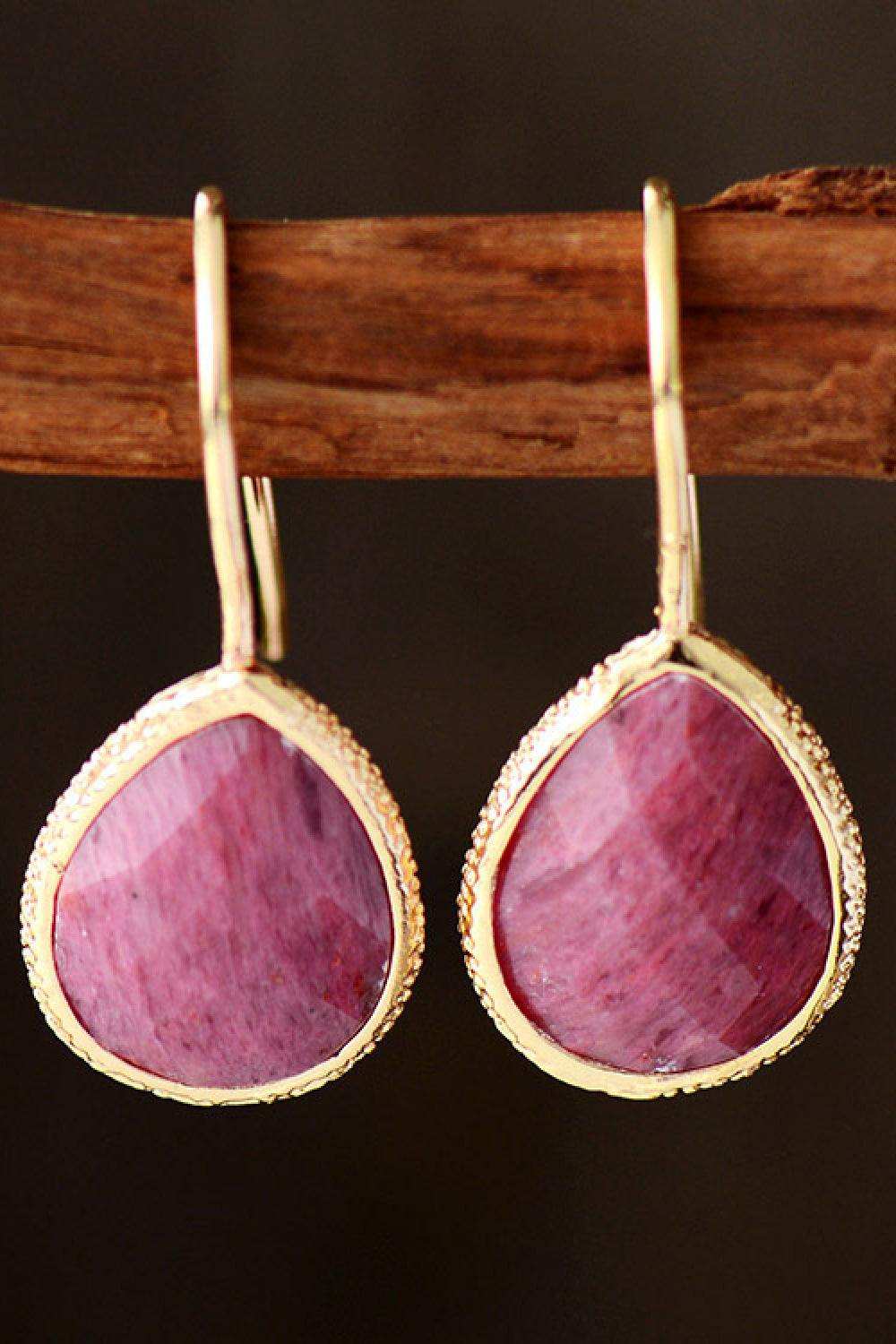 Handmade Natural Stone Teardrop Earrings - Trendsi - Flyclothing LLC