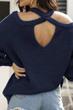 Ribbed Long Sleeve Cold Shoulder Knit Top - Trendsi - Flyclothing LLC