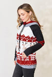 Double Take Full Size Christmas Drawstring Long Sleeve Hoodie - Trendsi