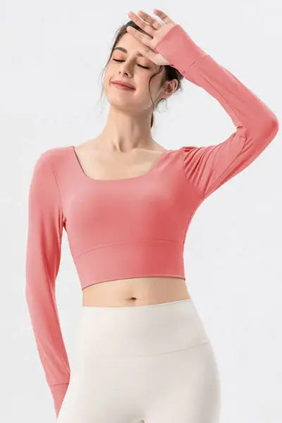 Square Neck Crisscross Active T-Shirt - Trendsi - Flyclothing LLC