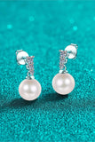 Moissanite Pearl Drop Earrings - Trendsi