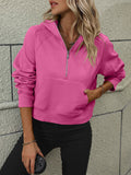Zip-Up Raglan Sleeve Hoodie with Pocket - Flyclothing LLC
