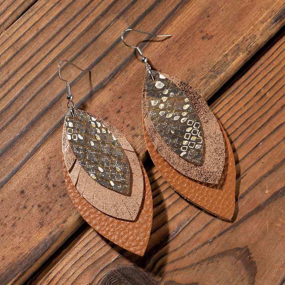 PU Leather Drop Earrings - Trendsi - Flyclothing LLC