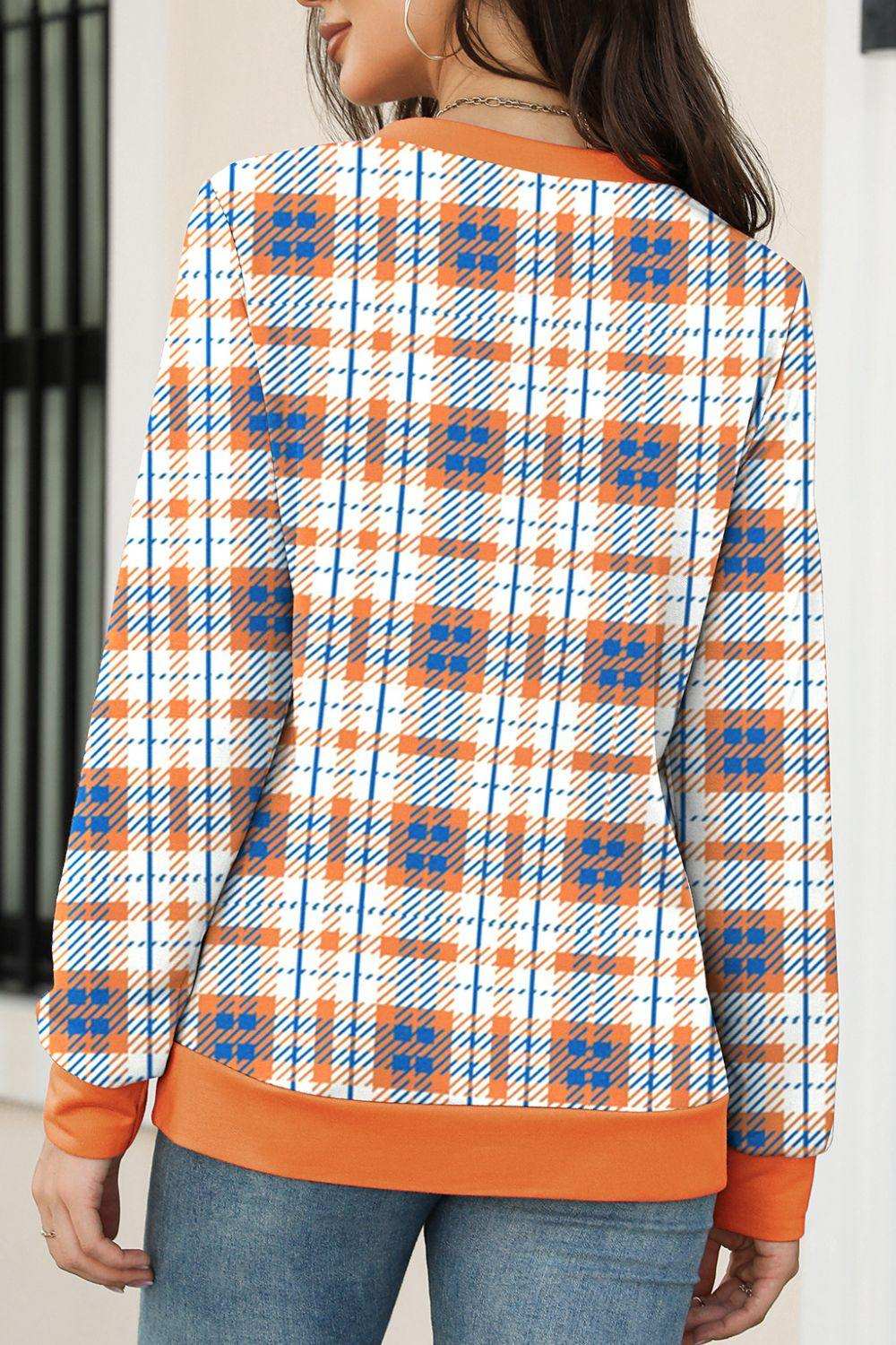 Printed Round Neck Long Sleeve Sweatshirt - Trendsi - Flyclothing LLC