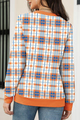 Printed Round Neck Long Sleeve Sweatshirt - Trendsi