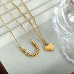 Heart Pendant Double-Lrayed Necklace - Trendsi