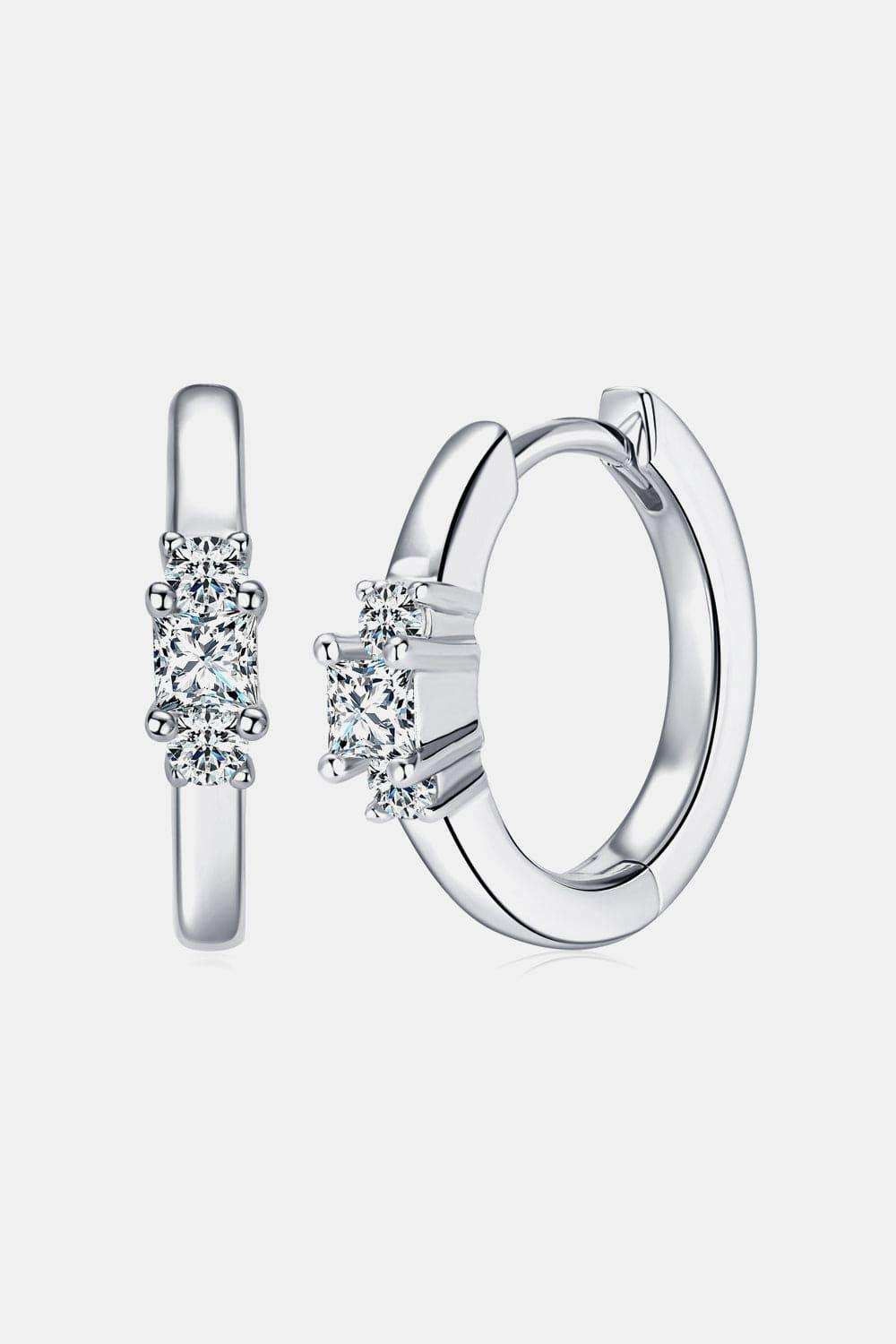 Moissanite 925 Sterling Silver Huggie Earrings - Trendsi - Flyclothing LLC