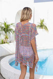 Openwork Slit V-Neck Cover Up - Trendsi - Flyclothing LLC