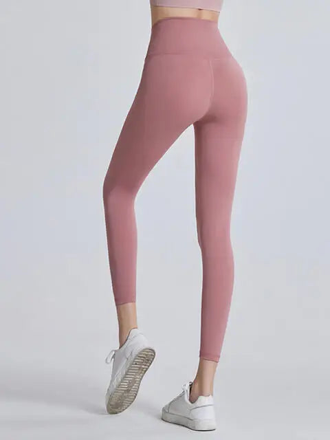 Wide Waistband Sports Leggings - Trendsi - Flyclothing LLC