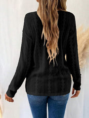 Eyelet V-Neck Dropped Shoulder T-Shirt - Trendsi