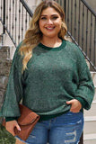 Plus Size Waffle-Knit Round Neck Dropped Shoulder Sweater - Trendsi - Flyclothing LLC