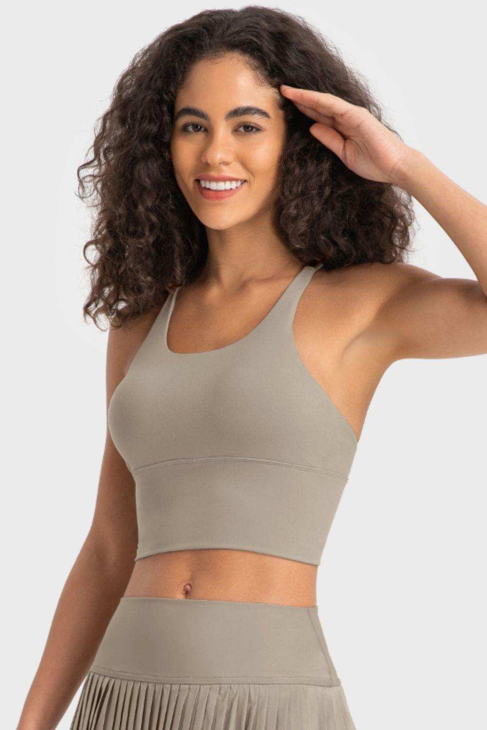 Crisscross Back Ladder Detail Sports Bra - Trendsi - Flyclothing LLC