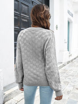 Round Neck Dropped Shoulder Sweater - Trendsi - Flyclothing LLC