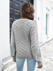 Round Neck Dropped Shoulder Sweater - Trendsi