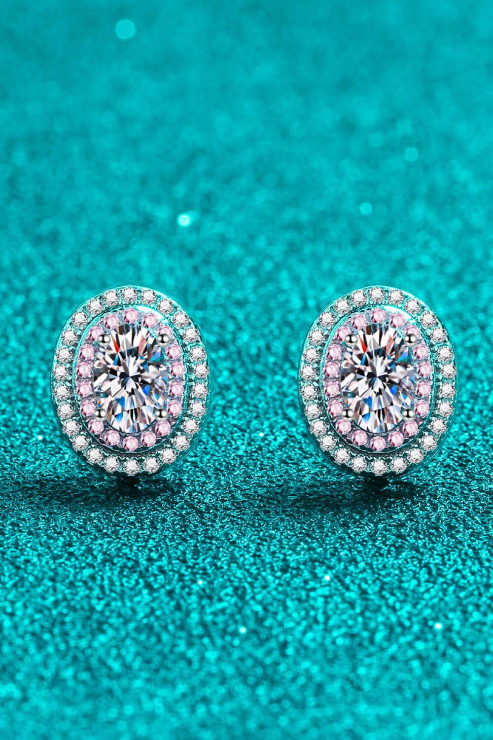 Platinum-Plated Moissanite Stud Earrings - Trendsi - Flyclothing LLC