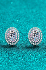 Platinum-Plated Moissanite Stud Earrings - Trendsi - Flyclothing LLC