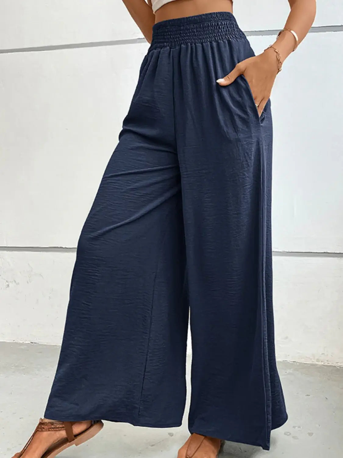 Wide Waistband Relax Fit Long Pants - Trendsi - Flyclothing LLC