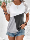 Color Block Raglan Sleeve Round Neck Tee - Trendsi - Flyclothing LLC