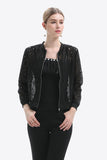 Openwork Zip Up Jacket - Trendsi
