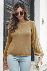 Round Neck Rib-Knit Sweater - Trendsi