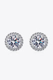 1 Carat Moissanite Rhodium-Plated Round Stud Earrings - Trendsi